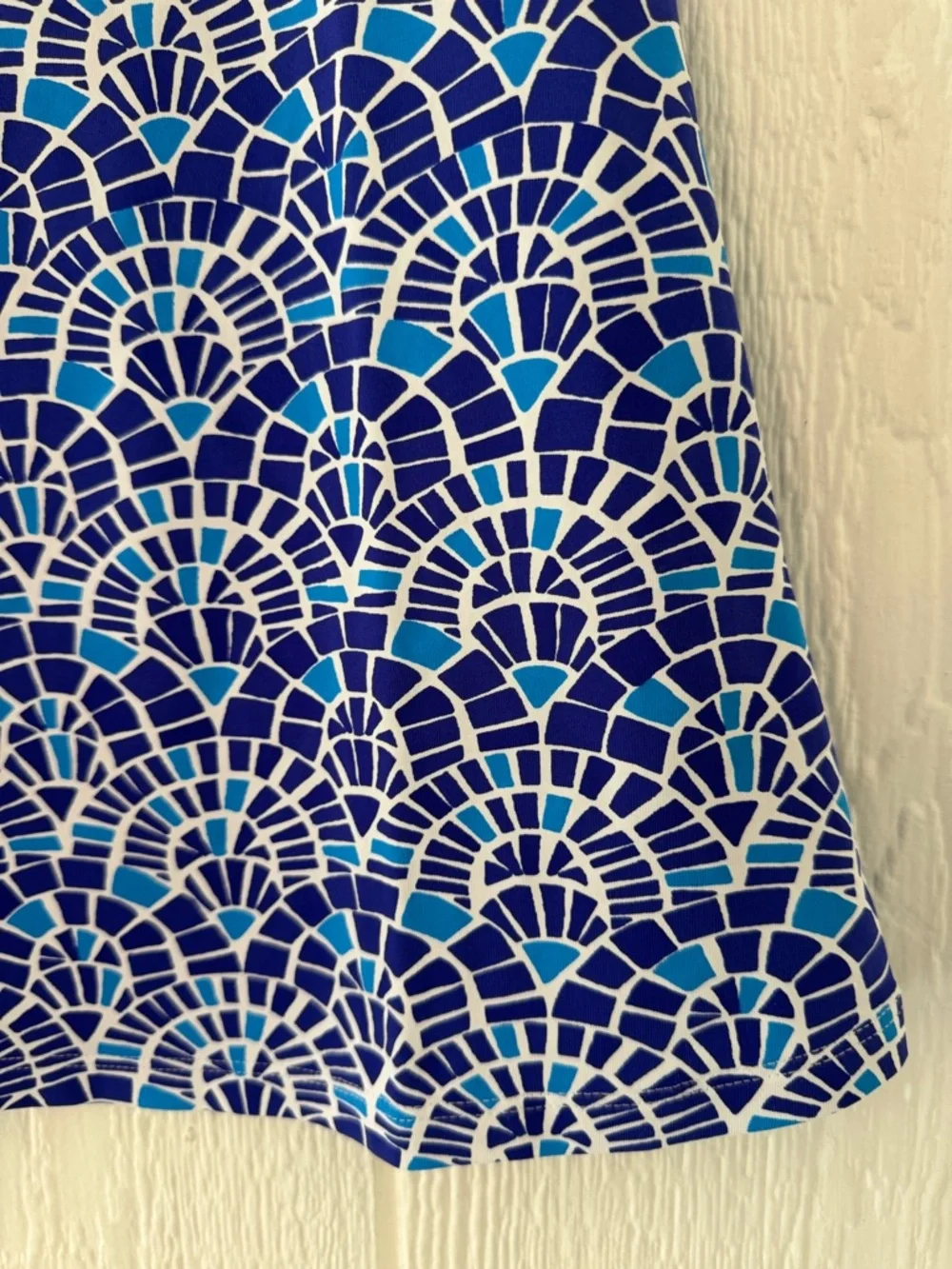 J. McLaughlin Girls Size 4 Blue Mosaic Print Dress | Short Sleeve Coastal Prep